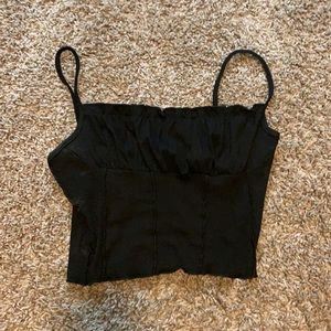 Lettuce frill cut cami crop top